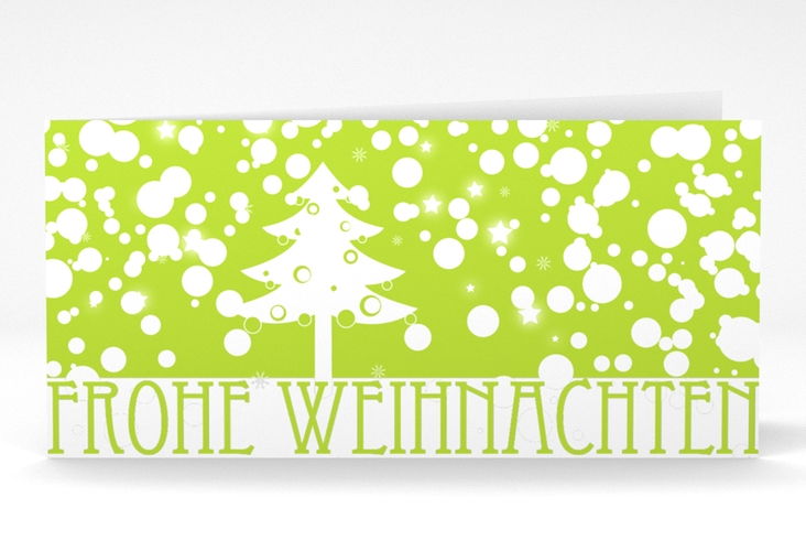Weihnachtskarte Wishes lange Klappkarte quer mit Winterlandschaft und Art Déco Schriftzug