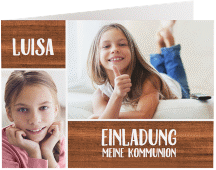 Kommunionseinladung Confidence A6 Klappkarte quer braun