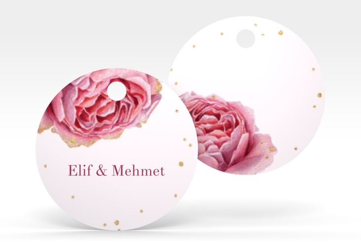 Geschenkanhänger Hochzeit Cherie Geschenkanhänger, rund rosa
