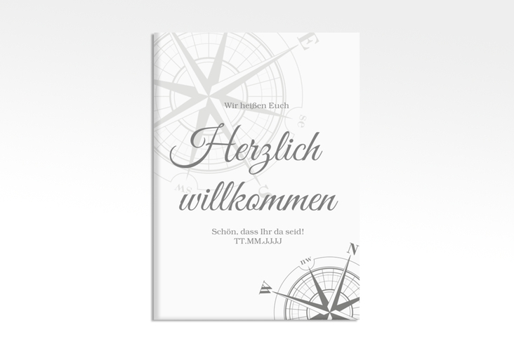 Willkommensschild Leinwand Windrose 50 x 70 cm Leinwand grau