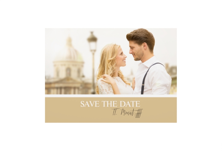 Save the Date-Visitenkarte Balance Visitenkarte quer beige hochglanz