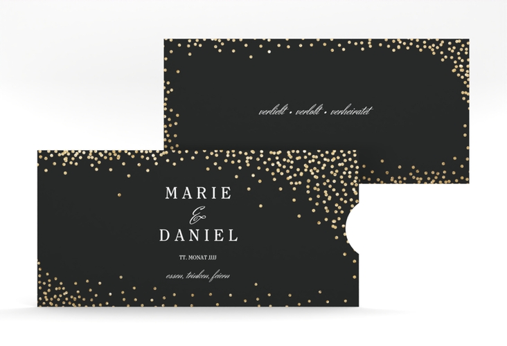 Hochzeitseinladung Glitter Einsteckkarte schwarz hochglanz