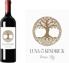 Weinetikett zur Hochzeit "Lebensbaum"