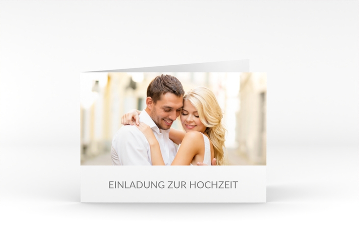 Hochzeitseinladung Vista A6 Klappkarte quer weiss