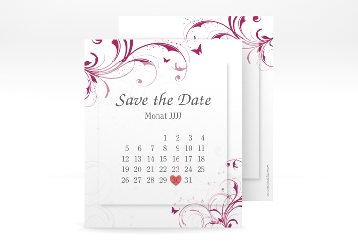 Save the Date-Kalenderblatt Palma Kalenderblatt-Karte pink hochglanz