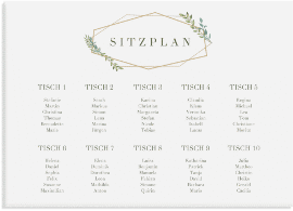 Klick: Details zu Sitzplan Leinwand Hochzeit "Herbarium" anzeigen Sitzplan Leinwand Hochzeit "Herbarium" 70 x 50 cm Leinwand gold