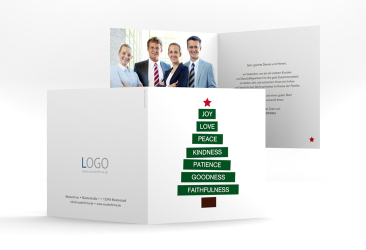 Business-Weihnachtskarte Christmastree quadr. Klappkarte hochglanz modern mit Weihnachtsbaum