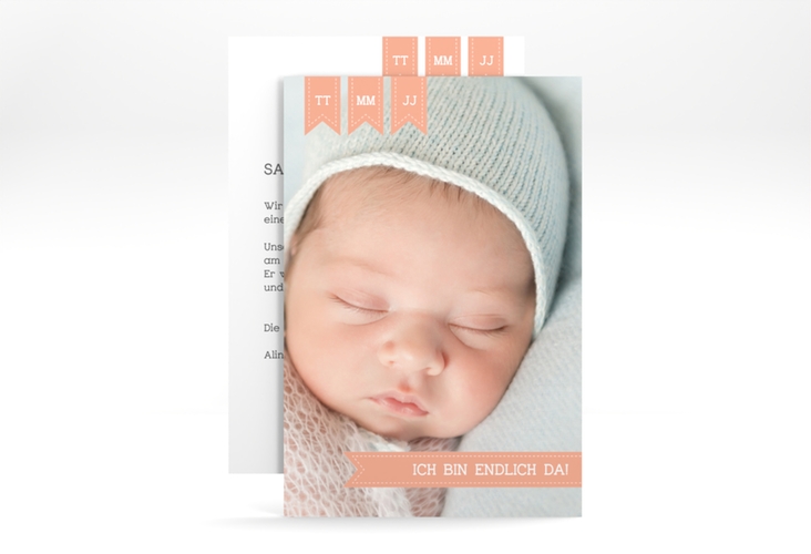 Geburtskarte Kinderlachen A6 Karte hoch apricot hochglanz