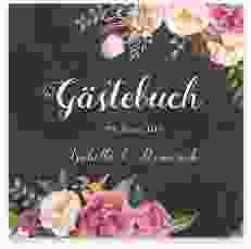 Gästebuch Selection Hochzeit Flowers Leinen-Hardcover schwarz mit bunten Aquarell-Blumen