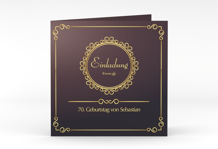 Einladung 70. Geburtstag Bert/Berta quadr. Klappkarte lila