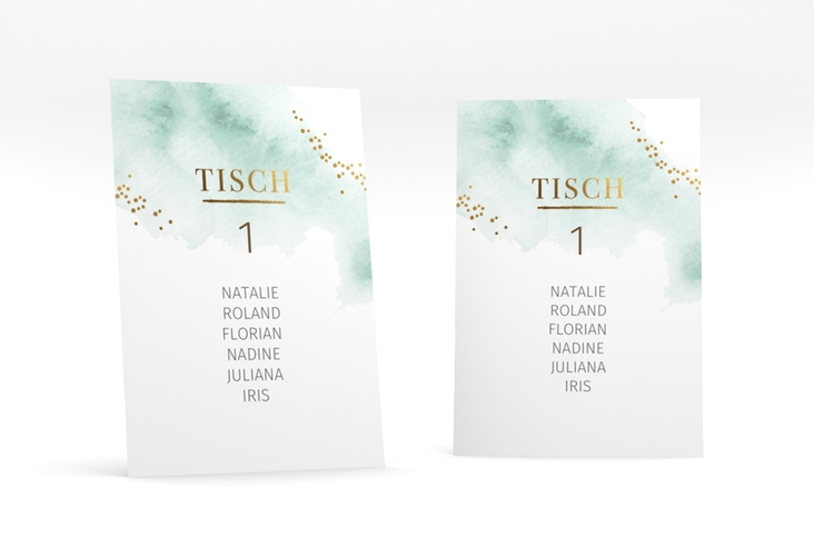 Tischaufsteller Hochzeit Pastell Tischaufsteller mint hochglanz
