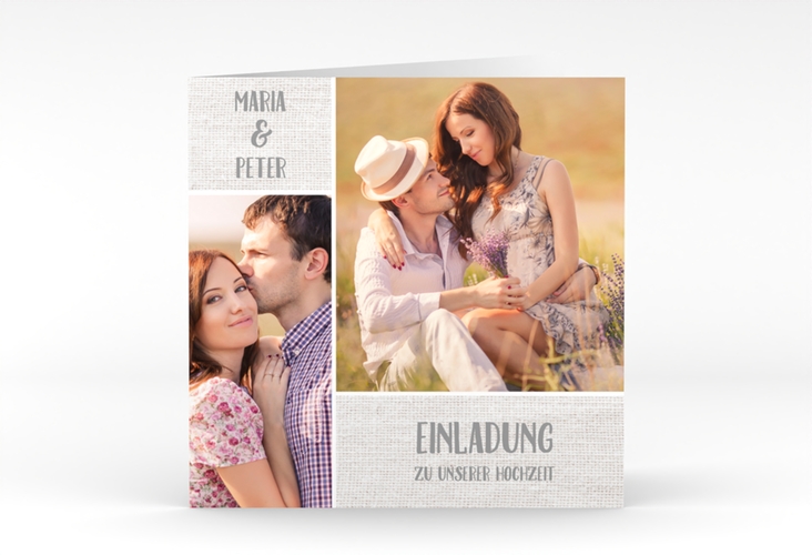 Hochzeitseinladung Landliebe quadr. Klappkarte weiss hochglanz