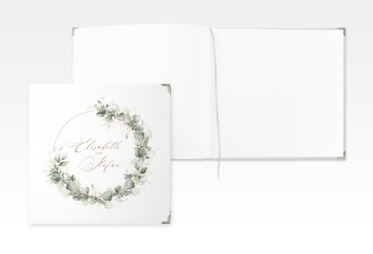 Gästebuch Selection Hochzeit Selvatica Leinen-Hardcover mit Eukalyptus-Kranz