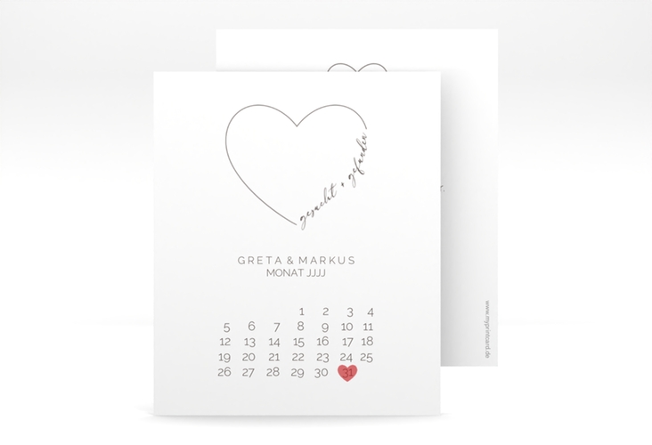 Save the Date-Kalenderblatt Lebenstraum Kalenderblatt-Karte weiss