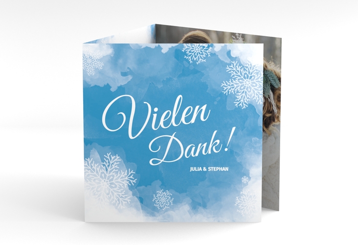 Dankeskarte Hochzeit Frozen quadr. Doppel-Klappkarte mit Winter-Design