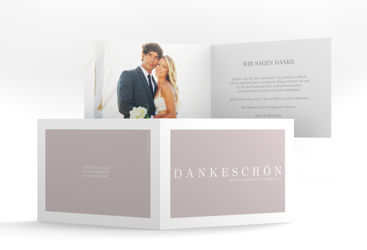 Dankeskarte Hochzeit Simply A6 Klappkarte quer grau