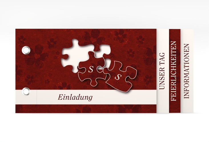 Hochzeitseinladung Ravensburg Booklet mit zwei Puzzleteilen