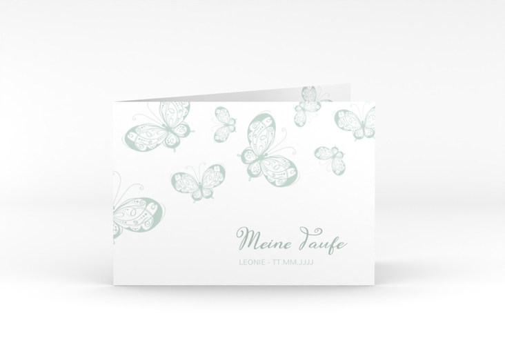 Taufeinladung Protection A6 Klappkarte quer mint
