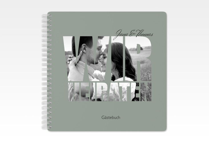 Gästebuch Hochzeit Letters Ringbindung gruen