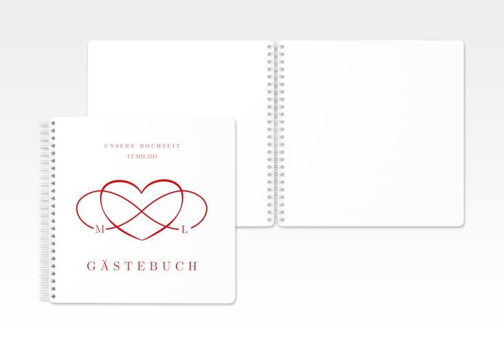 Gästebuch Hochzeit Infinity Ringbindung rot