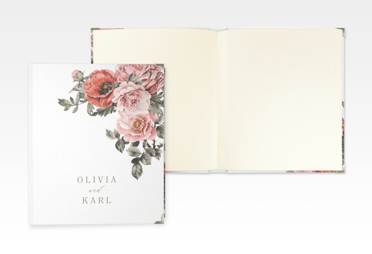 Hochzeitsalbum Grazioso 21 x 25 cm modern mit Mohnblumen und Rosen