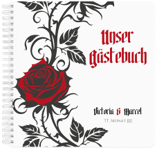 Gästebuch Hochzeit Red Rose Ringbindung weiss