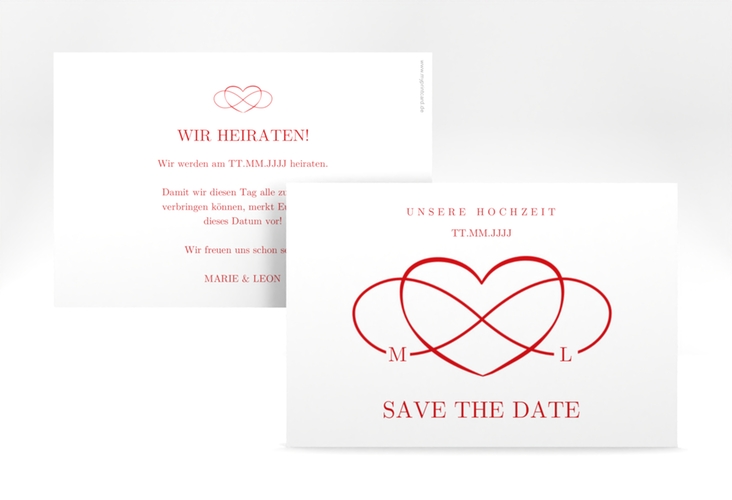 Save the Date-Karte Infinity A6 Karte quer rot hochglanz