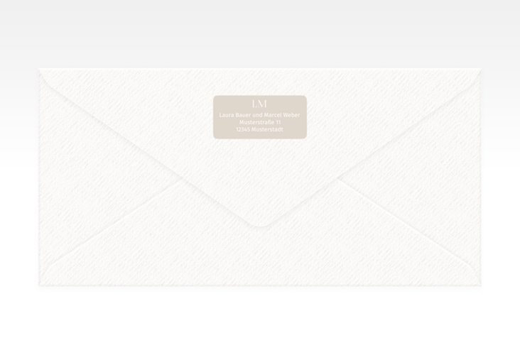 Absenderetikett Hochzeit Monogramm 45,7 x 21,2 mm beige