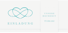 Klick: Details zu Hochzeitseinladung "Infinity" anzeigen Hochzeitseinladung Infinity Wickelfalzkarte + Banderole tuerkis
