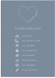 Klick: Details zu Tagesablauf Leinwand Hochzeit "Lebenstraum" anzeigen Tagesablauf Leinwand Hochzeit Lebenstraum 50 x 70 cm Leinwand blau