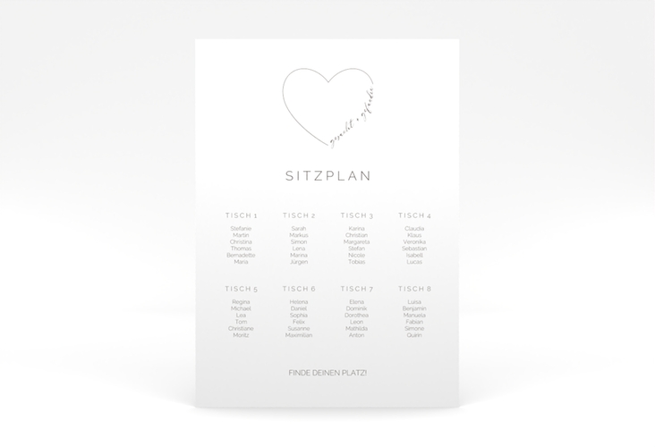 Sitzplan Poster Hochzeit Lebenstraum 50 x 70 cm Poster weiss