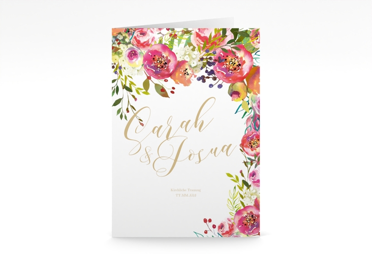 Kirchenheft Hochzeit Flowerbomb A5 Klappkarte hoch weiss hochglanz
