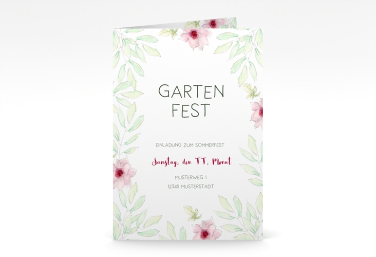 Party Einladungskarte Gartenfest A6 Klappkarte hoch hochglanz