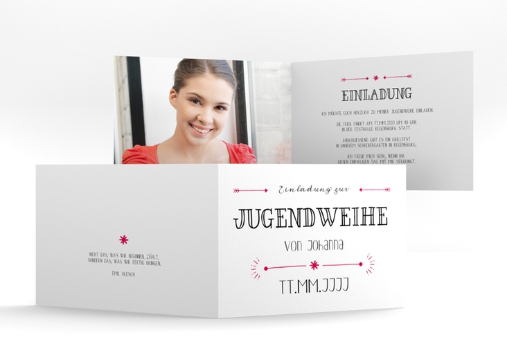 Einladung Jugendweihe Typeface A6 Klappkarte quer