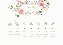 Klick: Details zu Tagesablauf Poster Hochzeit "Graceful" anzeigen Tagesablauf Poster Hochzeit Graceful 70 x 50 cm Poster weiss mit Rosenblüten in Rosa und Weiß