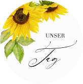 Klick: Details zu Aufkleber Hochzeit "Sonnenblume" anzeigen Aufkleber Hochzeit Sonnenblume Aufkleber, selbstklebend, rund weiss