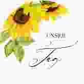 Aufkleber Hochzeit Sonnenblume Aufkleber, selbstklebend, rund weiss