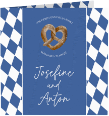 Klick: Details zu Hochzeitseinladung "Bayrisch" anzeigen Hochzeitseinladung Bayrisch quadr. Klappkarte blau