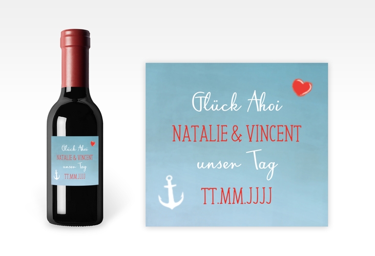 Piccoloetikett Hochzeit Ehehafen Etikett Piccolo blau