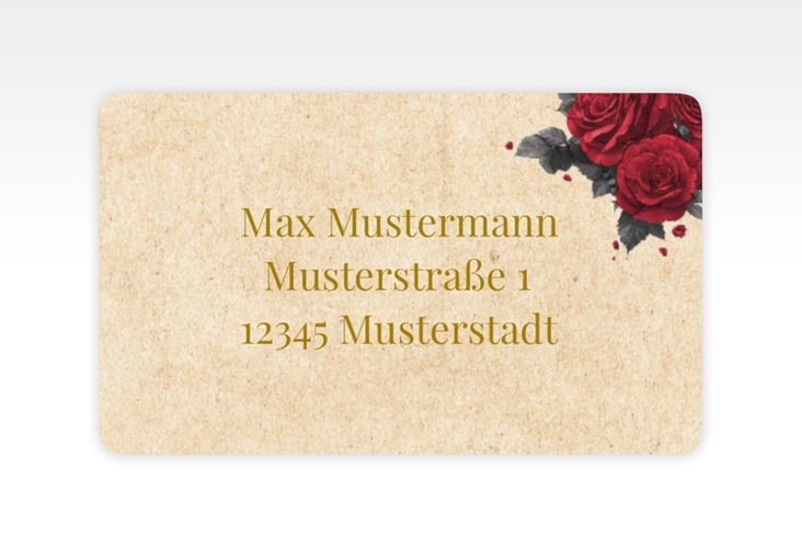 Empfängeretikett Hochzeit Drachenliebe 63,5 x 38,1 mm mit schwarzem und weißem Drachen zu einem Herz verschlungen