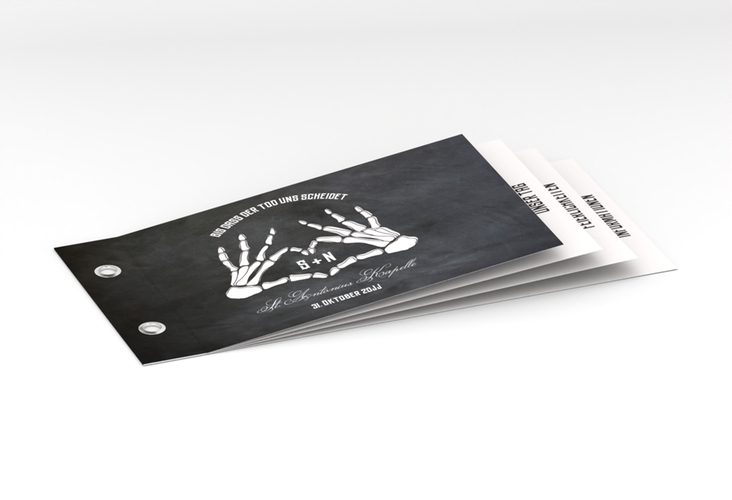 Hochzeitseinladung Skeleton Booklet mit Skelett-Händen