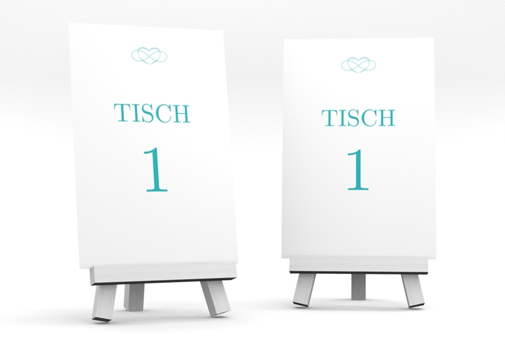 Tischnummer Hochzeit Infinity Tischaufsteller tuerkis
