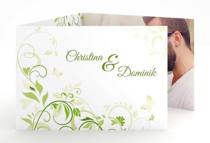 Hochzeitseinladung Lilly A6 Doppel-Klappkarte gruen
