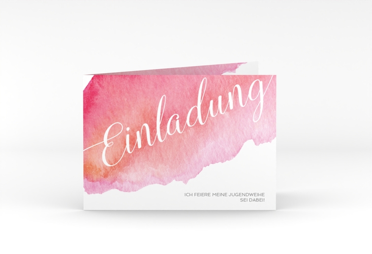 Einladungskarte Jugendweihe Coloured A6 Klappkarte quer rot