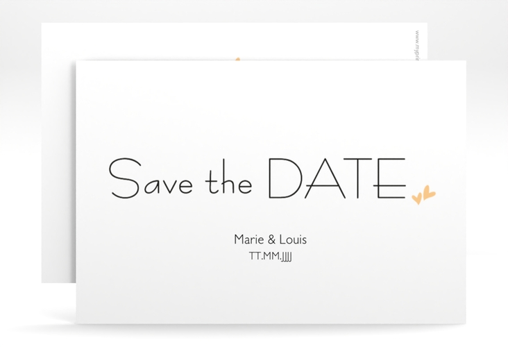 Save the Date-Karte Hochzeit Twohearts A6 Karte quer beige hochglanz