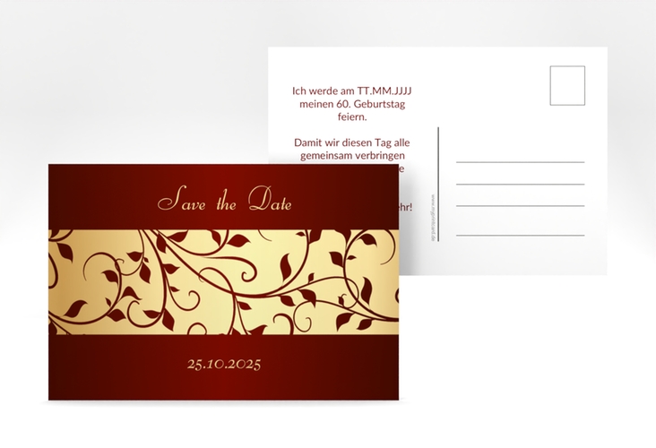 Save the Date-Postkarte Geburtstag Hermann/Hermine A6 Postkarte gold
