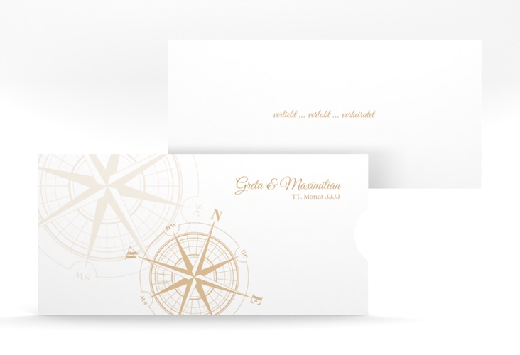 Hochzeitseinladung Windrose Einsteckkarte beige
