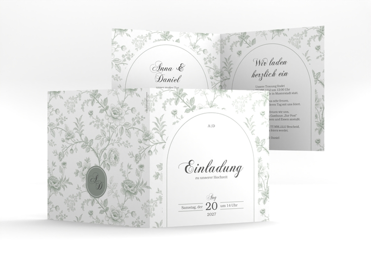 Hochzeitseinladung Très Chic quadr. Klappkarte gruen