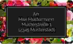Empfängeretikett Hochzeit "Blumenpracht" 63,5 x 38,1 mm schwarz