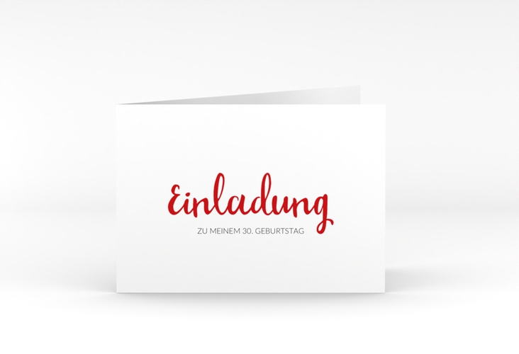 Einladung Geburtstag Handwriting A6 Klappkarte quer